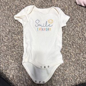 Charming Cream Kids Bodysuit with Smile Print